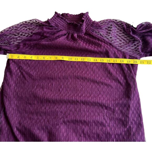 Nina Leonard Chiffon Kjole Trapeze Shift Dress Women Large Purple Lace Coquette - Picture 6 of 16